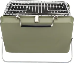 Mini Portable Charcoal Grill Easy Installation 410 Stainless Steel NonStick Corrugated Grill High Temperature Resistant Portable Camping Charcoal Grill (Green)