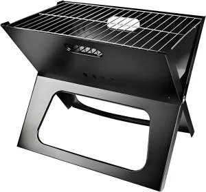 Mini Portable Charcoal Grill，Foldable to 1.2" ， Lightweight (3-8 lbs) for Tailgating, Picnics & Outdoor Cooking (12"-20", Black)