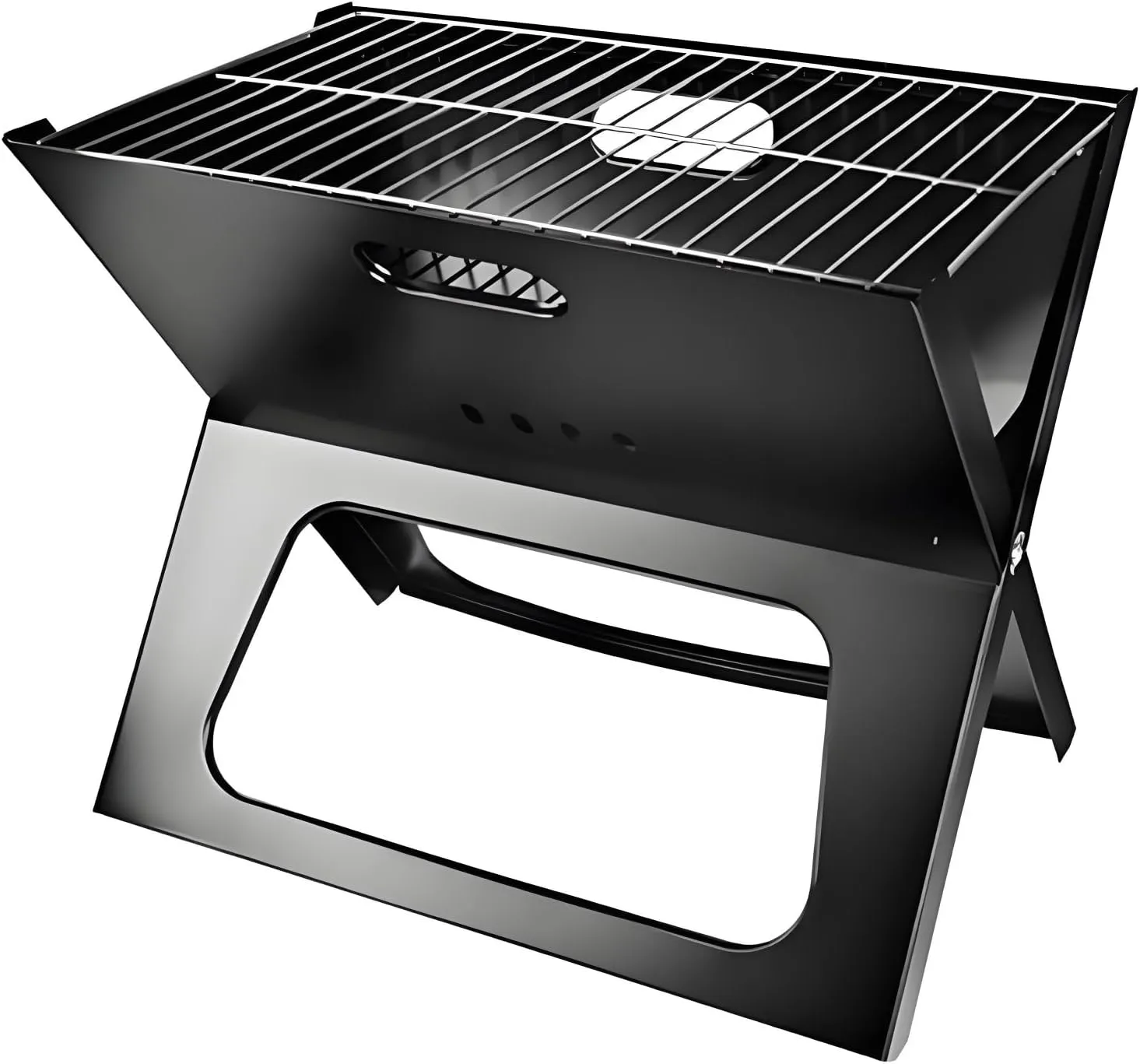 Mini Portable Charcoal Grill，Foldable to 1.2" ， Lightweight (3-8 lbs) for Tailgating, Picnics & Outdoor Cooking (12"-20", Black)