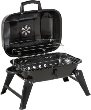 Minzan Small Portable Charcoal Grill for Picnic, Camping (Black)