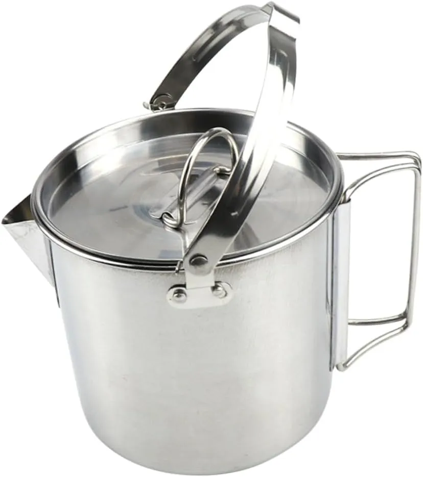 Mipcase 1.2l Collapsible Stainless Steel Kettle Camping Boil Water Pot Outdoor Cooking for Hiking Picnic Travel