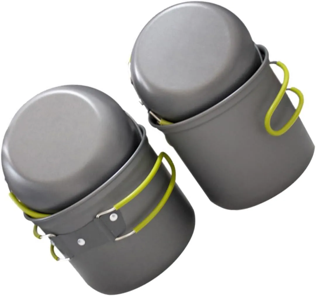 Mipcase 1Set Camping Cookware for People Portable Outdoor Cooking Pot with Multi Purpose Lid Non Stick Design Lightweight and Easy to Clean for Picnics and Hiking