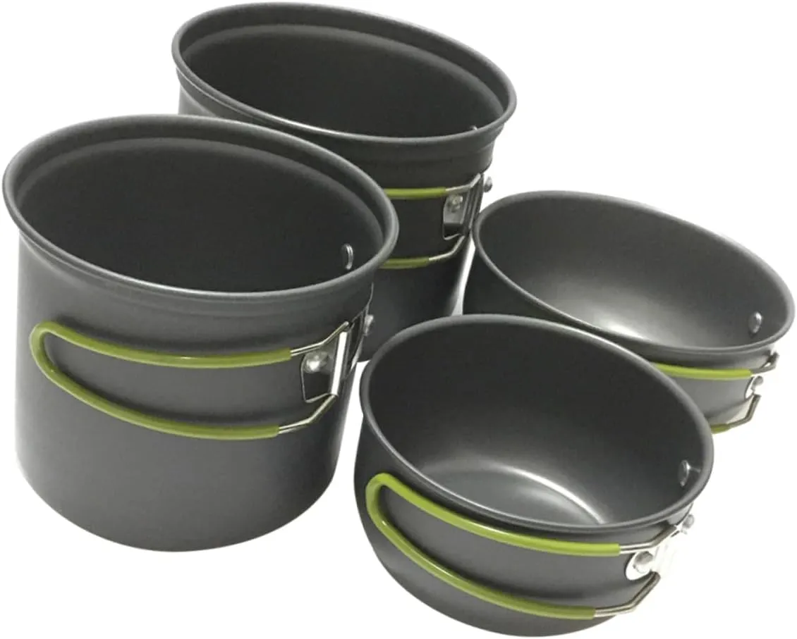 Mipcase 1Set Portable Camping Cooking Lightweight Alloy Cookware for Outdoor Cooking Durable Utensils with Collapsible Handles for Hiking and Camping