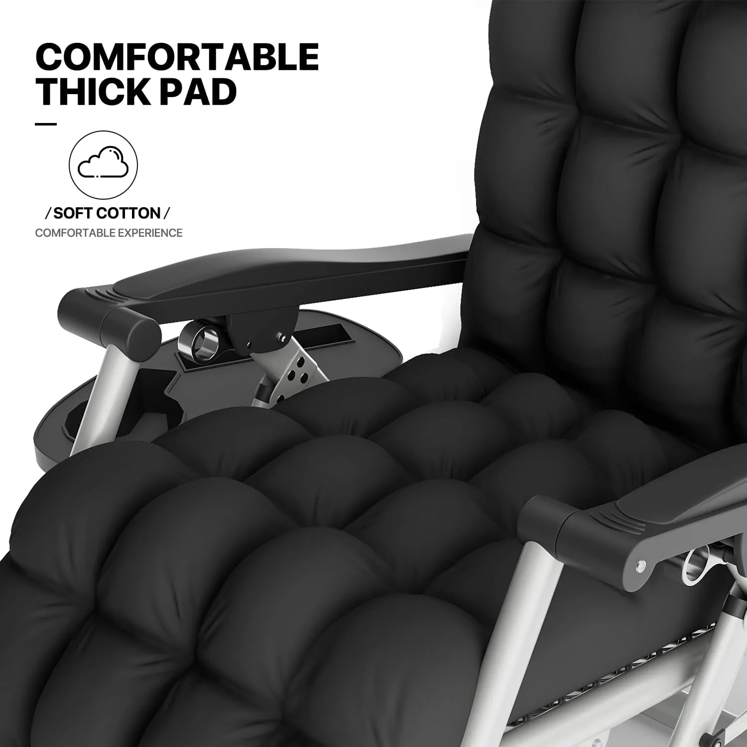 MoNiBloom Zero Gravity Lounge Chair with Cushion, Padded Patio Anti Gravity Recliner, Foldable Outdoor Lounger with Cup Holder Tray, Headrest and Footrest for Beach Camping, Rainbow