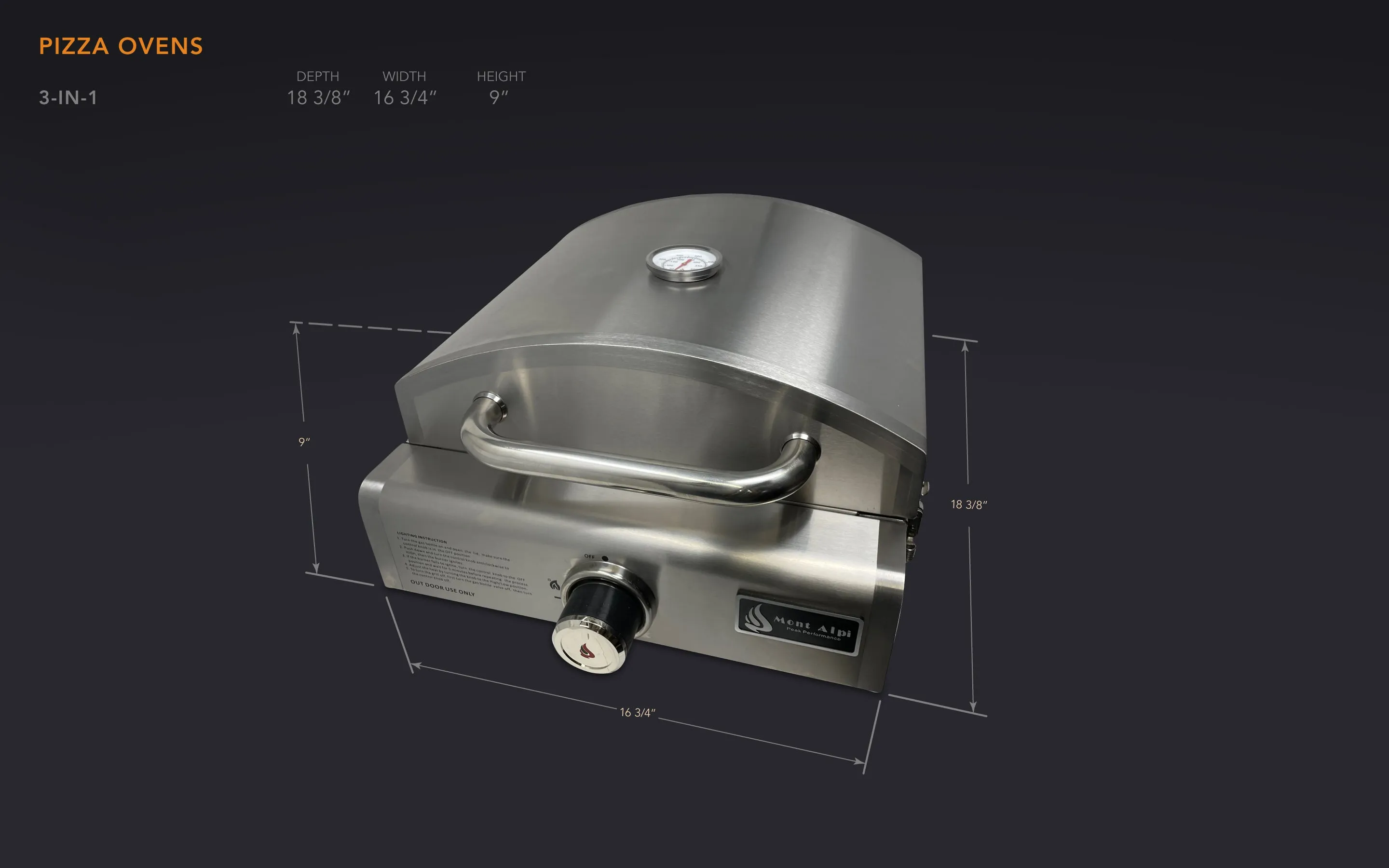 Mont Alpi Gas Fired Countertop Pizza Oven