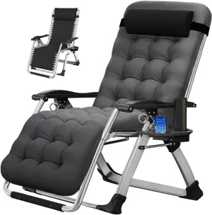 MOPHOTO Zero Gravity Chair, Outdoor Padded Lounge Chair with Side Table, Zero Gravity Recliner Chair, Outdoor Reclining Chair, Sturdy & Comfortable, Supports up to 440lbs
