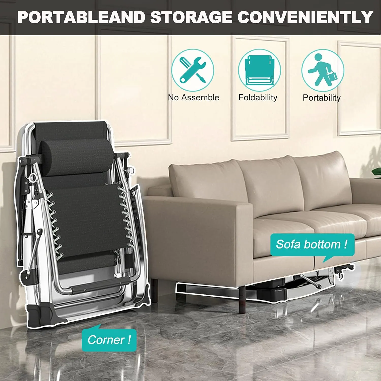 MOPHOTO Zero Gravity Chair, Outdoor Padded Lounge Chair with Side Table, Zero Gravity Recliner Chair, Outdoor Reclining Chair, Sturdy & Comfortable, Supports up to 440lbs