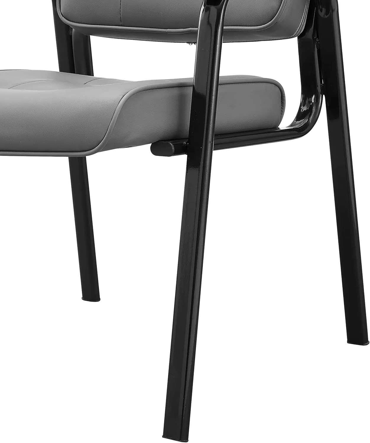 Naomi Home Office Guest and Reception Chairs with Extra Seating Area, Padded Arms and Back Support, Office Chair with No Wheels Set of 2, Silla de Oficina - Faux Leather, Gray