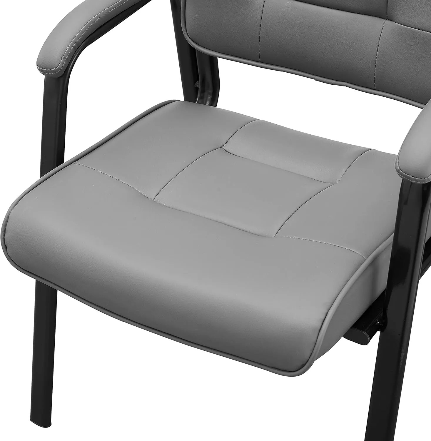 Naomi Home Office Guest and Reception Chairs with Extra Seating Area, Padded Arms and Back Support, Office Chair with No Wheels Set of 2, Silla de Oficina - Faux Leather, Gray