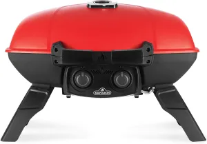 Napoleon TravelQ 285 Portable Propane Gas Grill with Griddle, Red, 2 Burners, Tailgating, Camping, and Small Outdoor Spaces