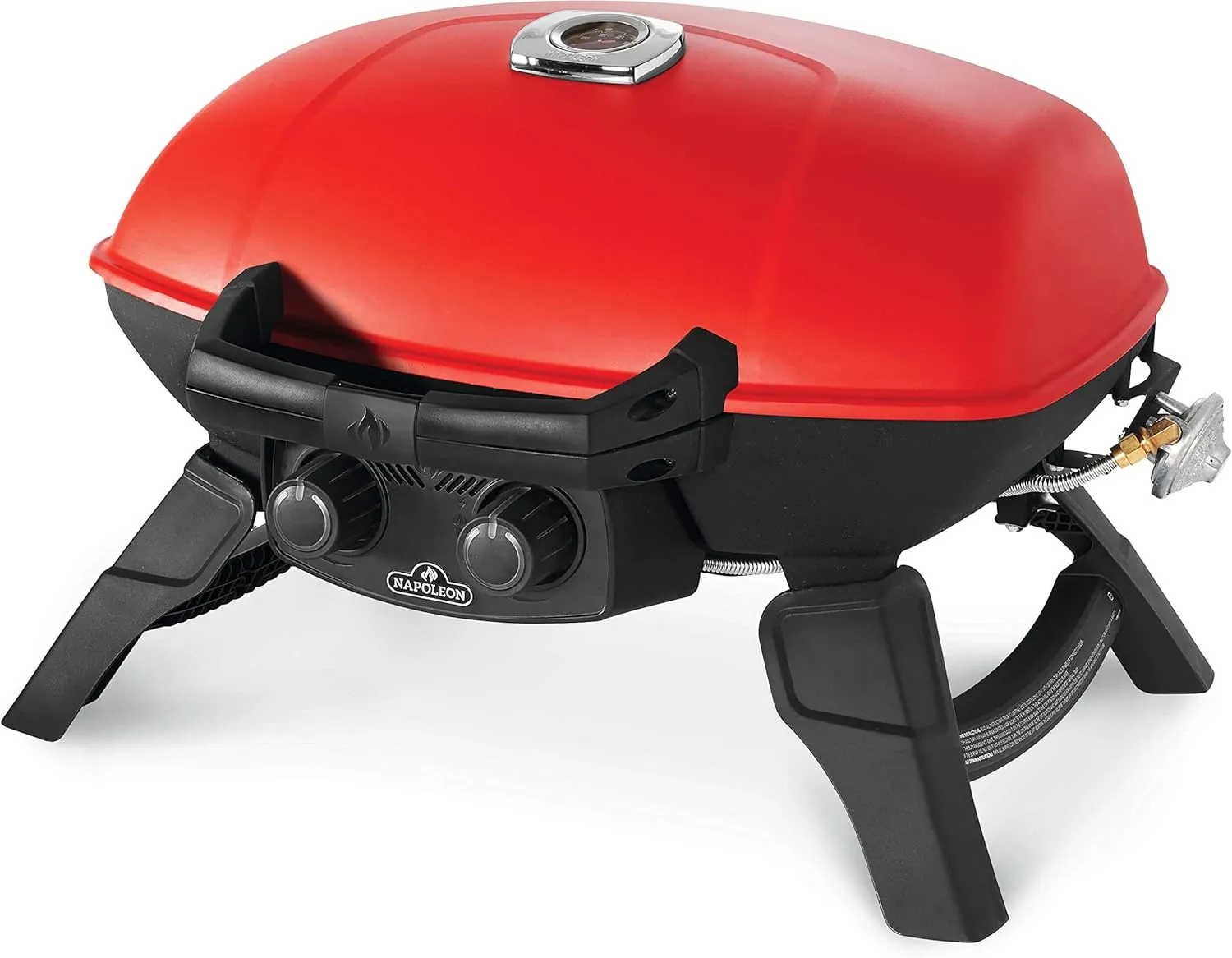 Napoleon TravelQ 285 Portable Propane Gas Grill with Griddle, Red, 2 Burners, Tailgating, Camping, and Small Outdoor Spaces
