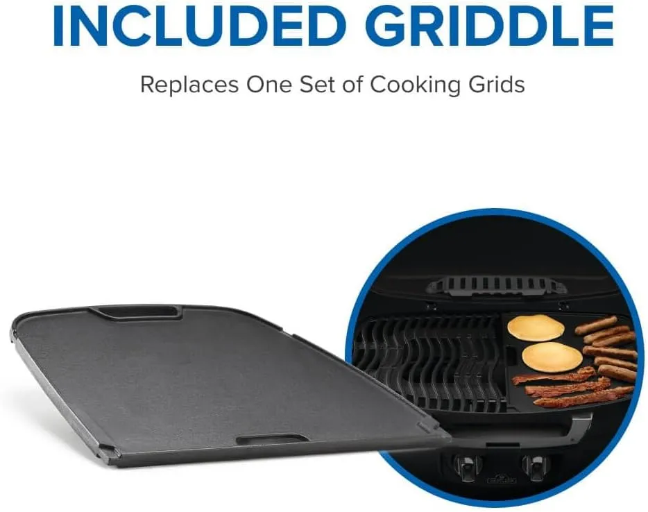 Napoleon TravelQ 285 Portable Propane Gas Grill with Griddle, Red, 2 Burners, Tailgating, Camping, and Small Outdoor Spaces