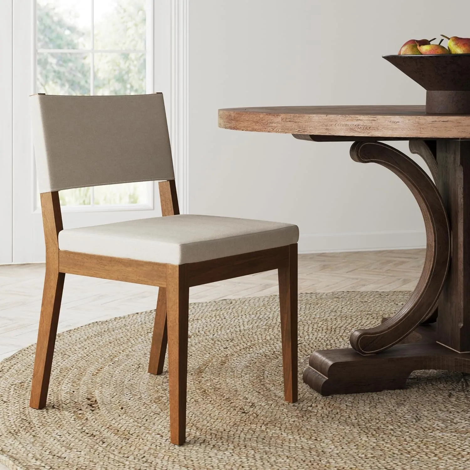 Nathan James Linus Modern Upholstered Chair, 1, Light Gray/Dark Brown