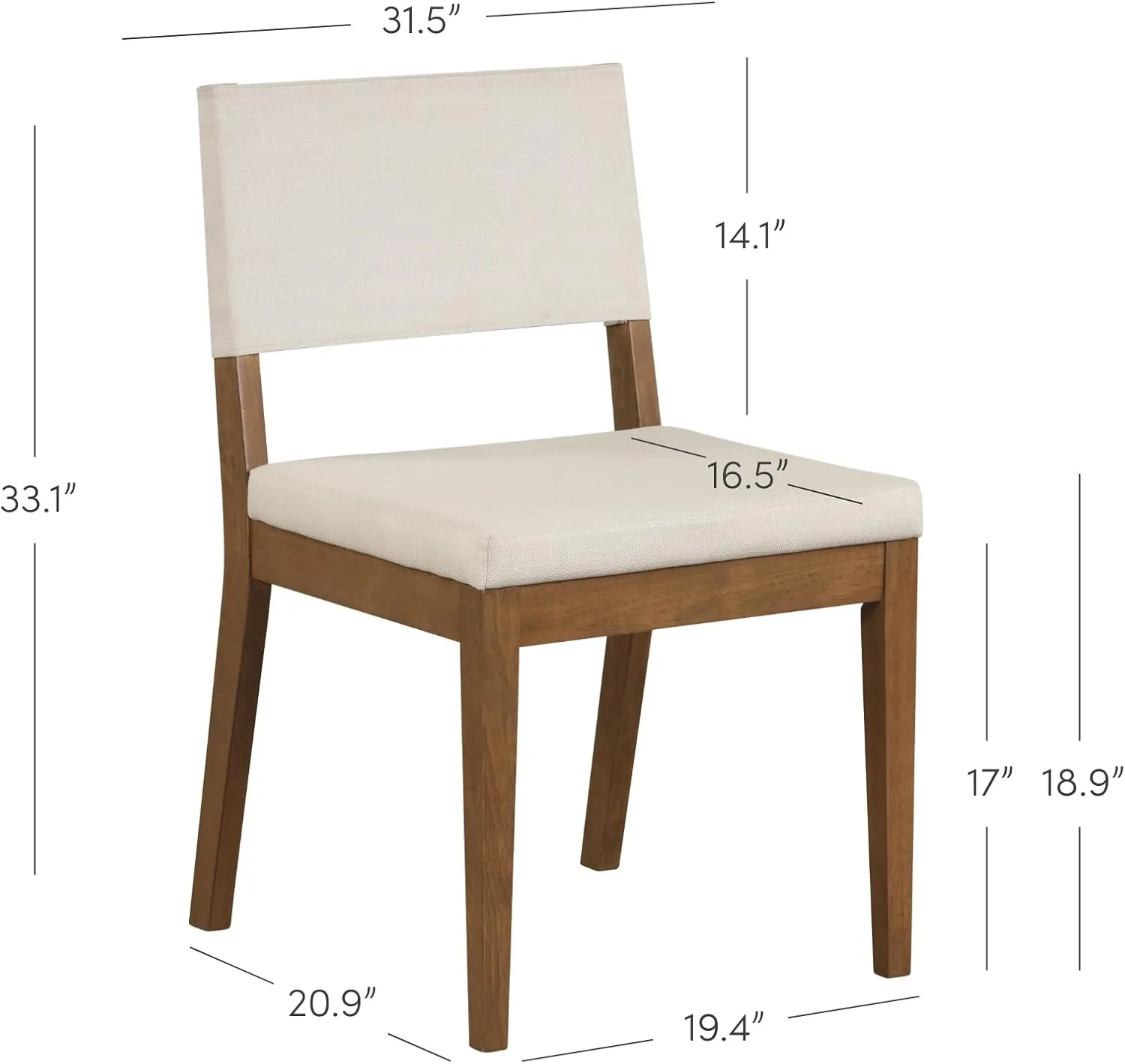 Nathan James Linus Modern Upholstered Chair, 1, Light Gray/Dark Brown
