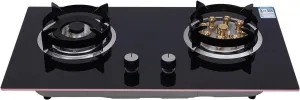 Natural Gas Cooktop, 2 Burner Natural Stove Gas Cooktop Tempered Glass Built-In Gas Stove Auto Ignition Gas Stove for Camping, Small Apartment, Outdoor Kitchen
