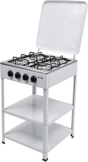 Natural Gas Stove with 4 Burners Portable Gas Stove 4 Burner High Efficiency Manual Ignition Camping Stove Durable and Stylish Design Ideal for Home and Outdoor Cooking Classic White Finish