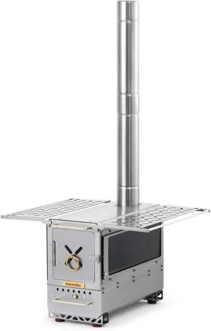 Naturehike 201 Stainless Steel Portable Outdoor Wood Burning Stove, 17.85lbs Heater Burner with Fireproof Glass Window, Outdoor Camping Stove Oven for Back Packing, Fishing, Hiking, Picnic BBQ, Gray
