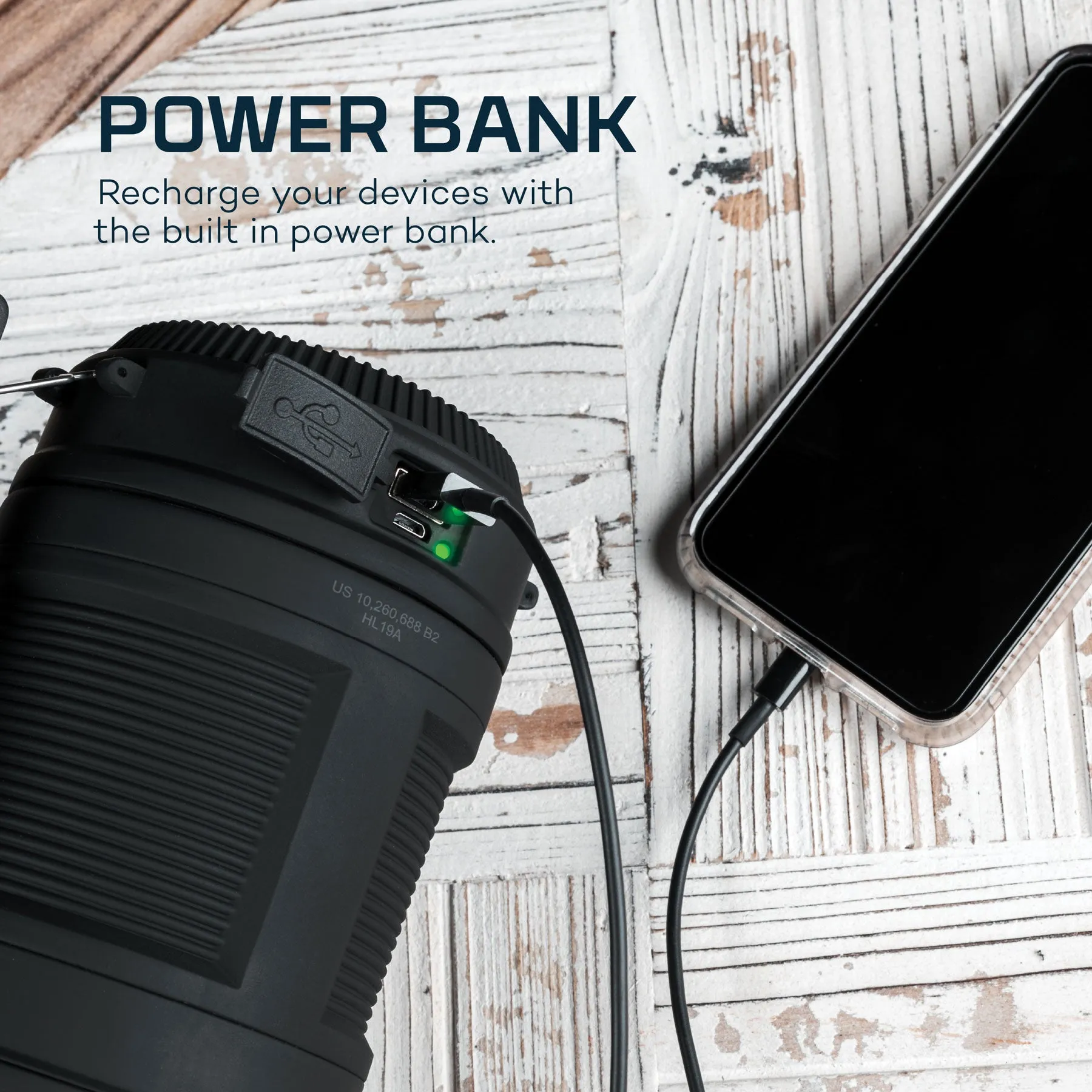 NEBO Tools BIG Poppy™ 4-in-1 USB Rechargeable Lantern: 300 Lumen Lantern, 120 Lumen Spot Light, Flickering Flame, and Power Bank