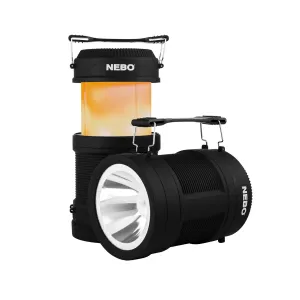 NEBO Tools BIG Poppy™ 4-in-1 USB Rechargeable Lantern: 300 Lumen Lantern, 120 Lumen Spot Light, Flickering Flame, and Power Bank