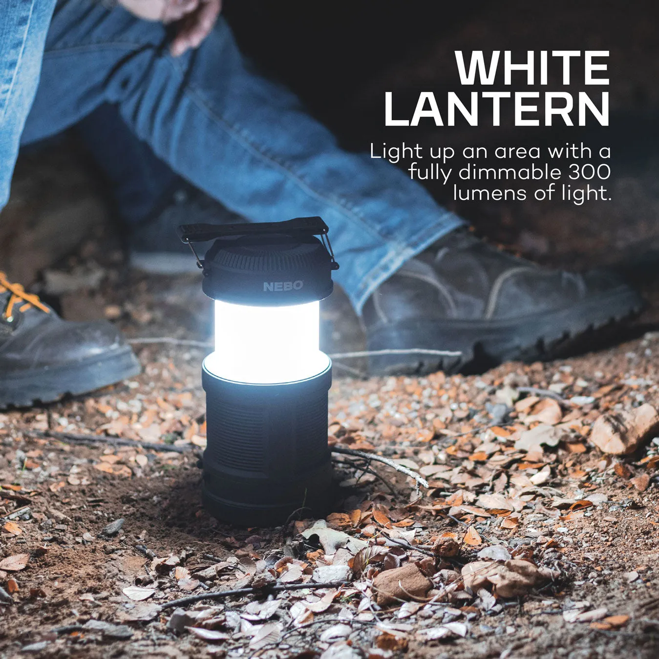 NEBO Tools BIG Poppy™ 4-in-1 USB Rechargeable Lantern: 300 Lumen Lantern, 120 Lumen Spot Light, Flickering Flame, and Power Bank