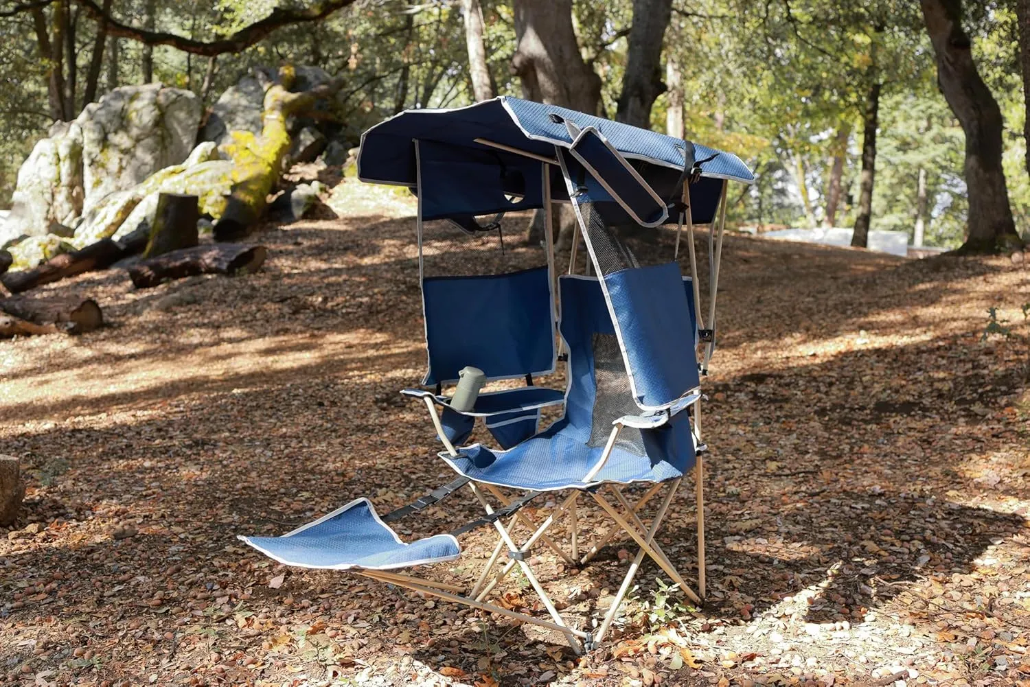 Nice C Chair with Shade, Chair with Canopy, Sports Chairs, Folding Chairs for Outside with Canopy, USB, Type-C&DC Charging Cable Included, with 30W Solar Panels, Removable Footrest&Cooler Bag (2 Navy)