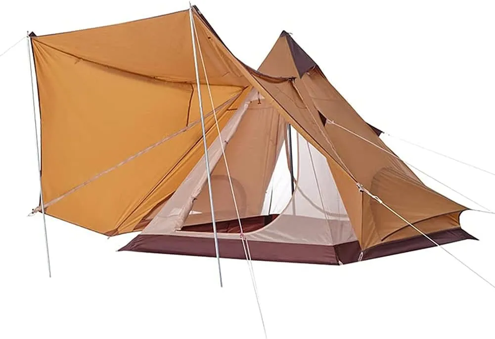 NIEH Canvas Bell Tent - Outdoor Camping Pyramid Tent Double Layers Indian Beach Tent Casual Picnic Camping Mongolian Yurt Tent Hiking Shelter for Hunting, Hiking