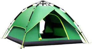 NIEH Hydraulic Automatic Pop Up Tent, Double-Layer Camping Tent, 3-4 Person Camping Tent, Good Stability, for Outdoor Camping-215 * 215 * 135Cm,Green