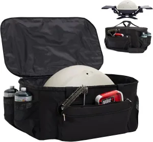 NOELIFE Padded Carry Bag for Weber Q1200 Q1000 Q1400 Liquid Propane Grill, 600D Water-Resistant Outdoor BBQ Grilling Carrying Case for Weber Q1200, Black (Bag Only)