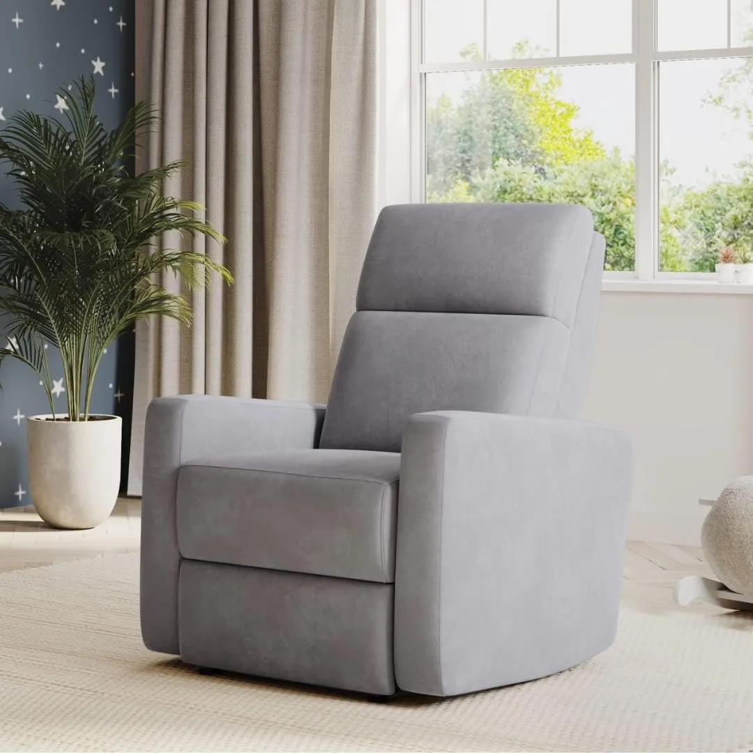 Nurture& The Manual Glider Premium Modern Recliner Nursery Glider Chair with Spill, Stain Proof Fabric | Designed with a Thoughtful Combination of Function and Comfort | Water Repellant (Gray)