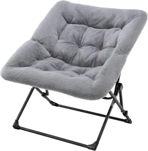 Oakham Comfy Chair for Adults, Soft Faux Fur Folding Lounge for Bedroom Living Room Dorm Rooms Flexible Reading Chair for Teens Kids, X-Large Foldable (Faux Fur-Grey)