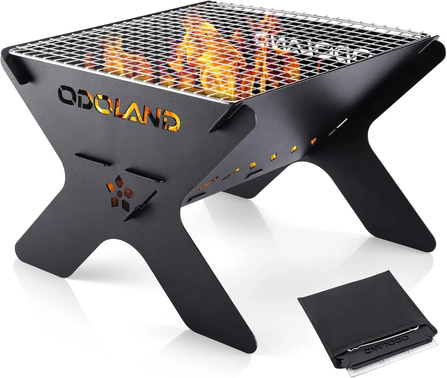 Odoland Bundle - 2 Items Camping Campfire Grill and Titanium Camping Cookware 420ML & 750ML