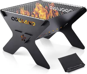 Odoland Bundle - 2 Items Camping Campfire Grill and Titanium Camping Cookware 420ML & 750ML