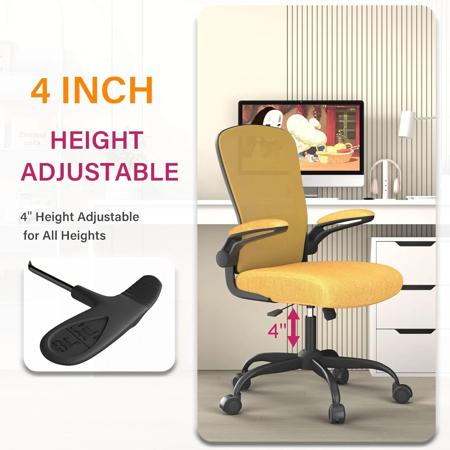 Office Chair, Ergonomic Desk Chair with Adjustable Lumbar Support, High Back Mesh Computer Chair with Flip-up Armrests-BIFMA Passed Task Chairs, Executive Chair for Home Office