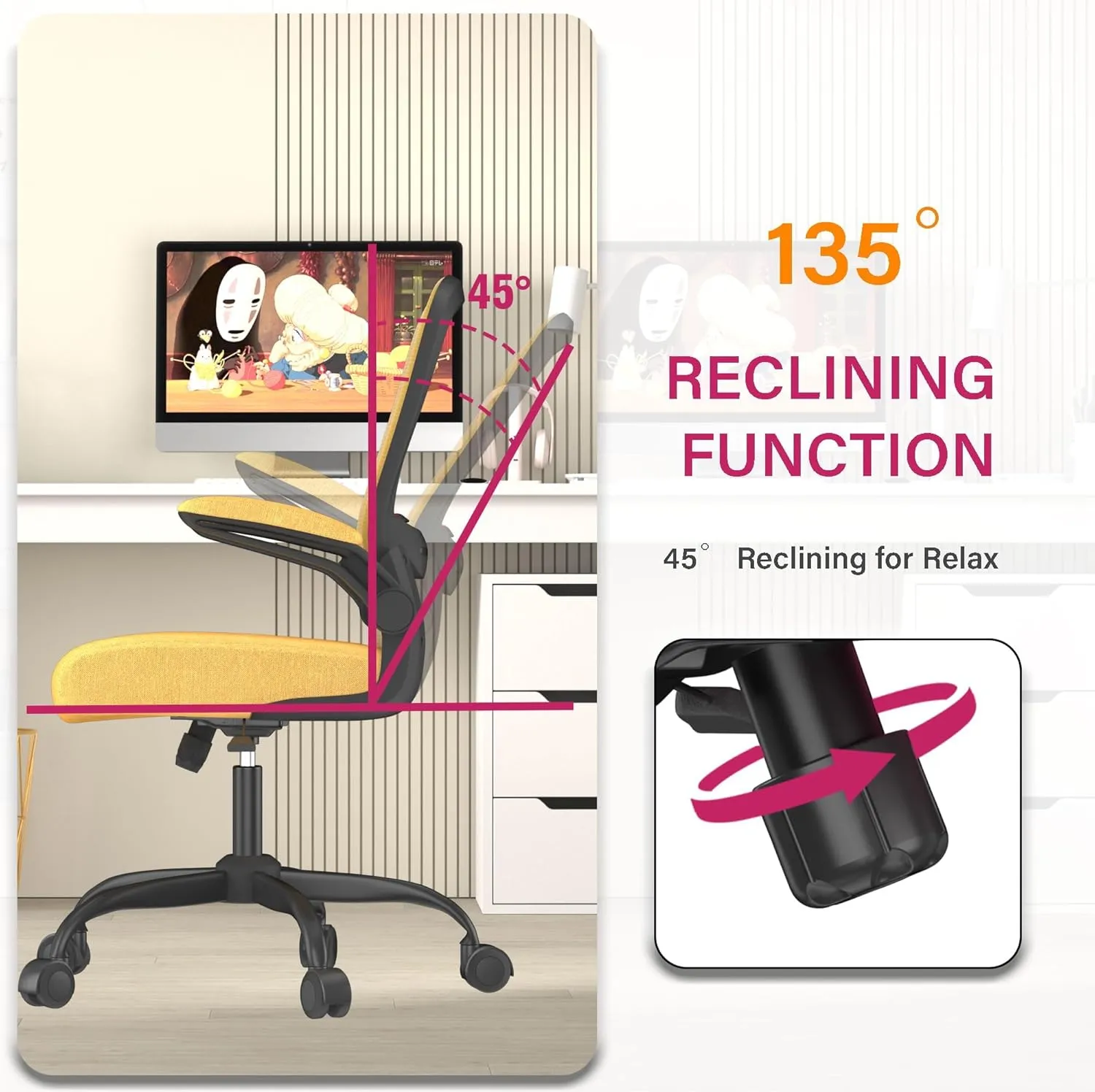 Office Chair, Ergonomic Desk Chair with Adjustable Lumbar Support, High Back Mesh Computer Chair with Flip-up Armrests-BIFMA Passed Task Chairs, Executive Chair for Home Office