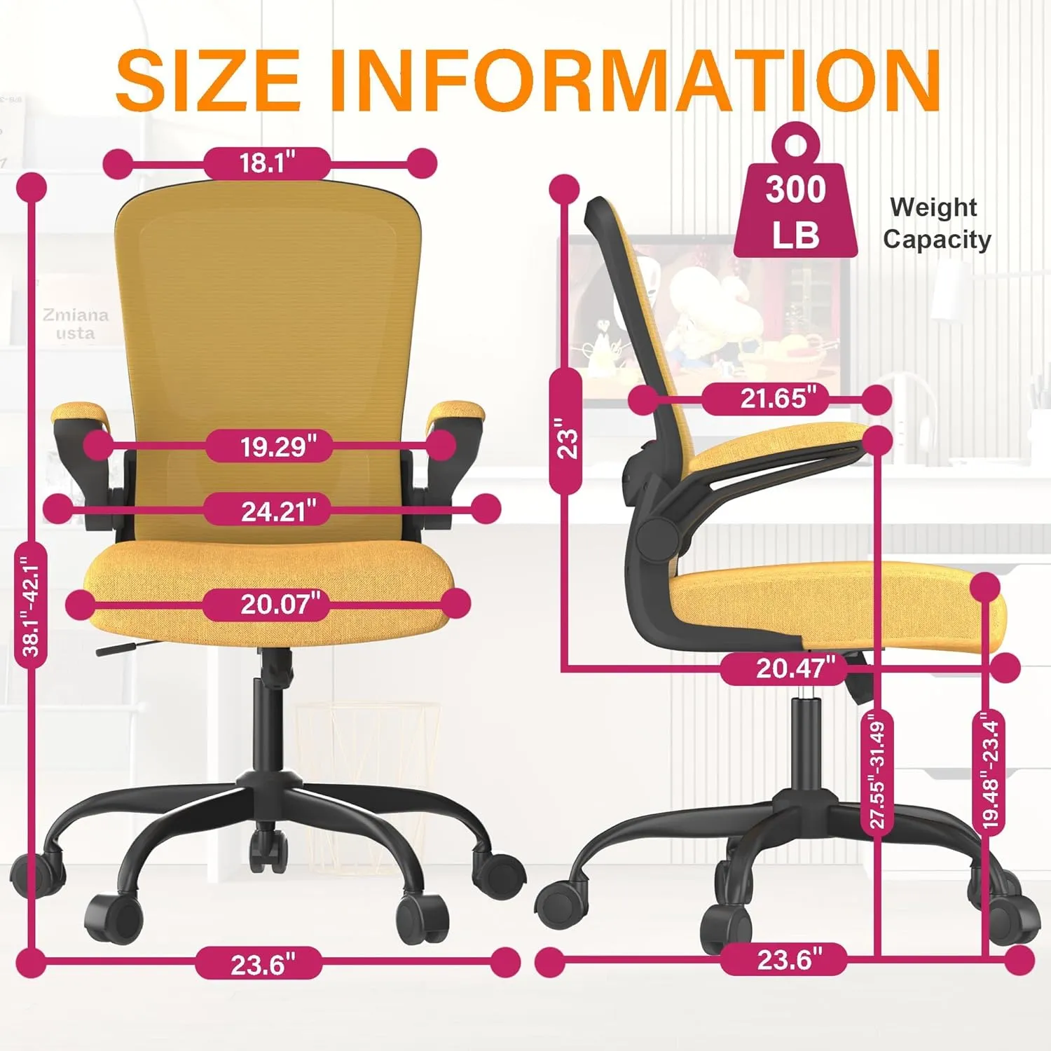 Office Chair, Ergonomic Desk Chair with Adjustable Lumbar Support, High Back Mesh Computer Chair with Flip-up Armrests-BIFMA Passed Task Chairs, Executive Chair for Home Office