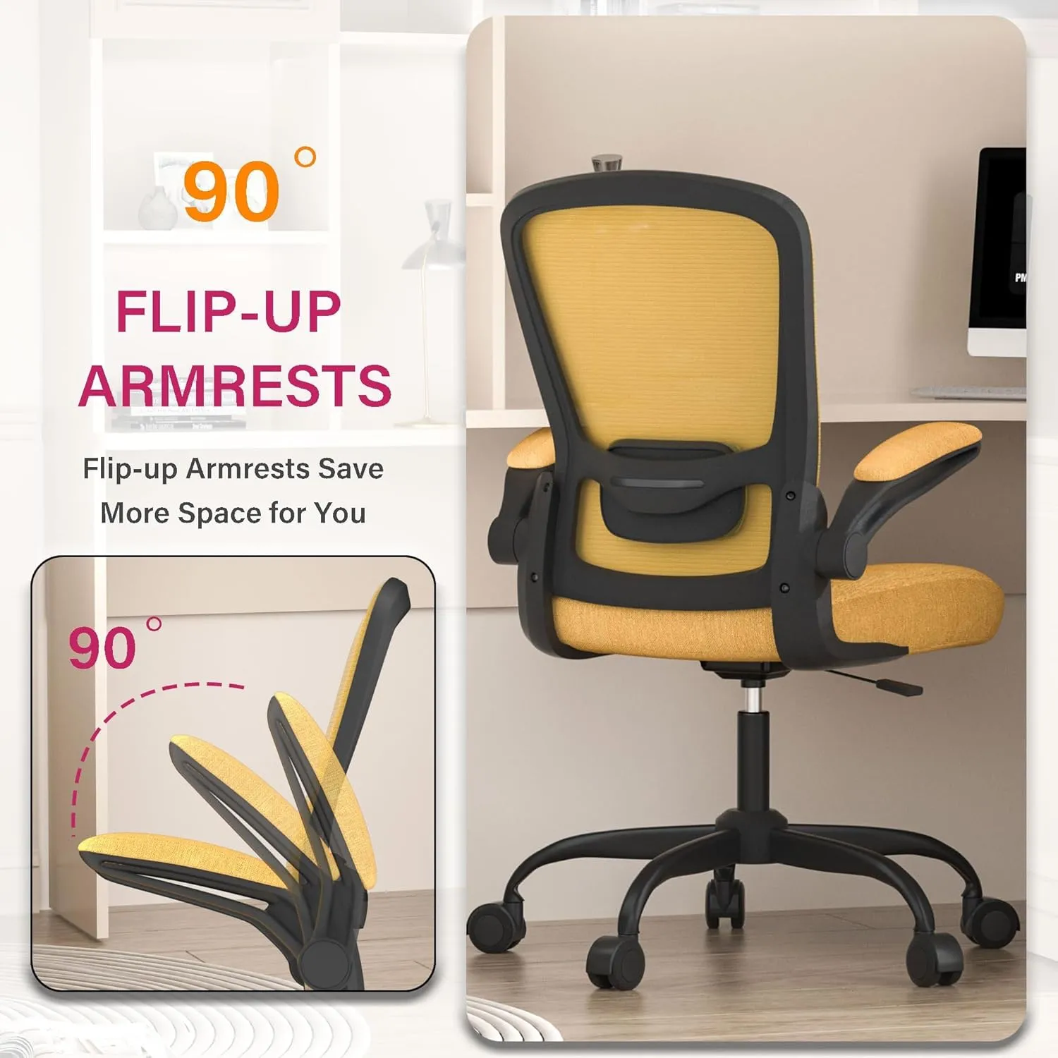 Office Chair, Ergonomic Desk Chair with Adjustable Lumbar Support, High Back Mesh Computer Chair with Flip-up Armrests-BIFMA Passed Task Chairs, Executive Chair for Home Office