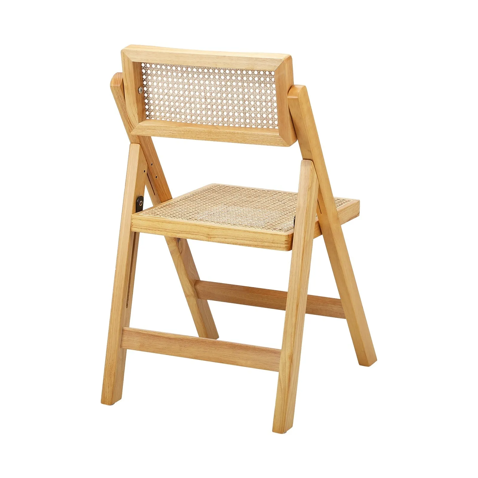 Oikiture Dining Chairs Folding Rattan Chair Wooden Accent Chair Natural