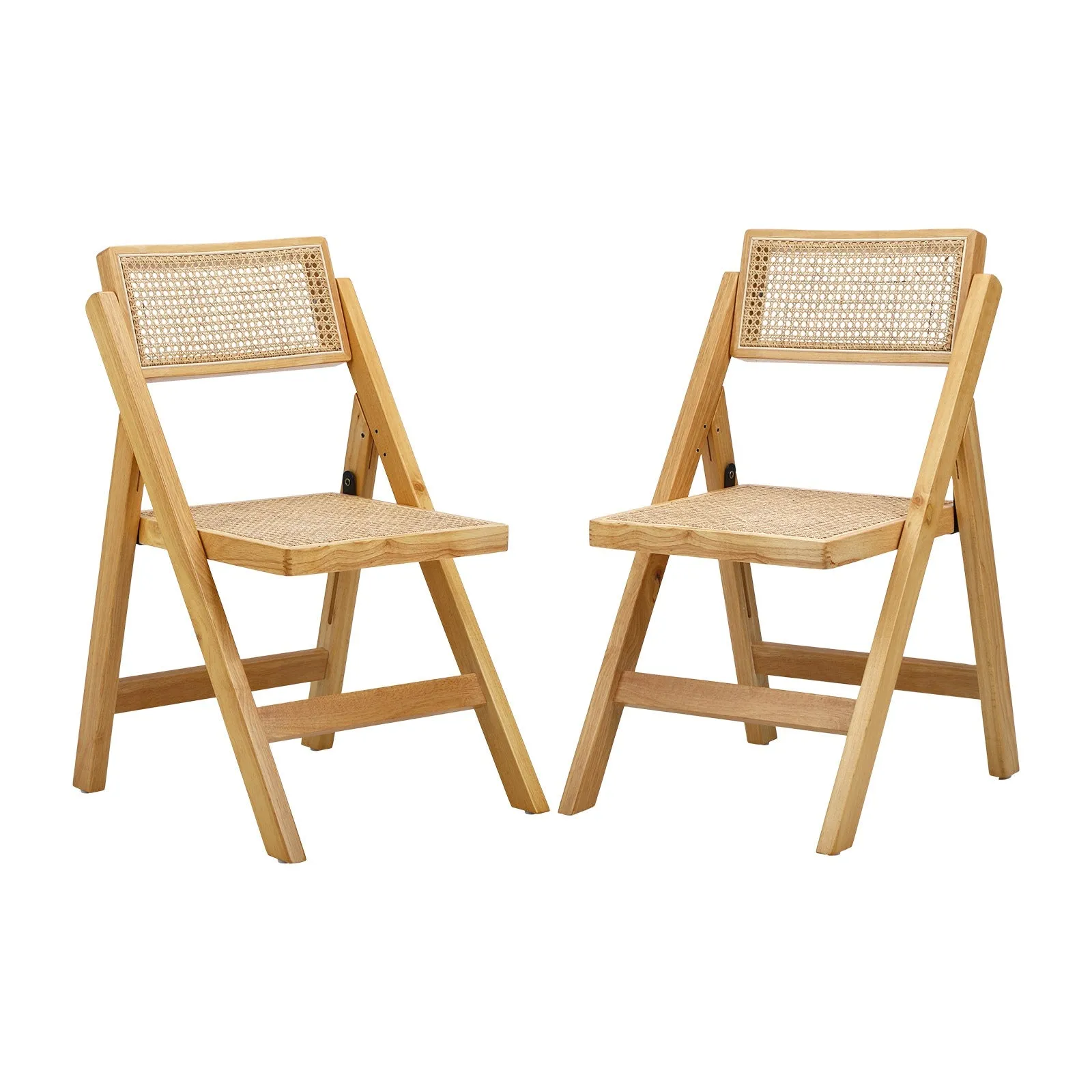Oikiture Dining Chairs Folding Rattan Chair Wooden Accent Chair Natural
