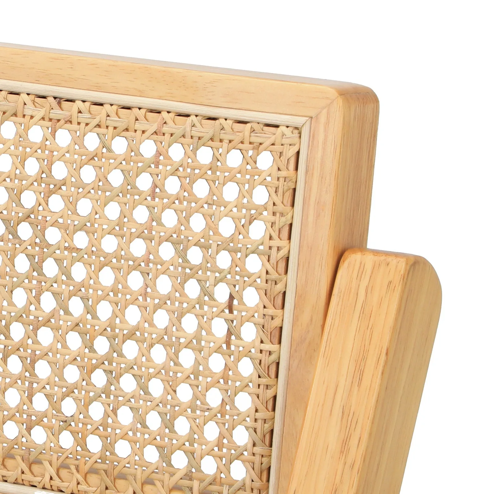 Oikiture Dining Chairs Folding Rattan Chair Wooden Accent Chair Natural