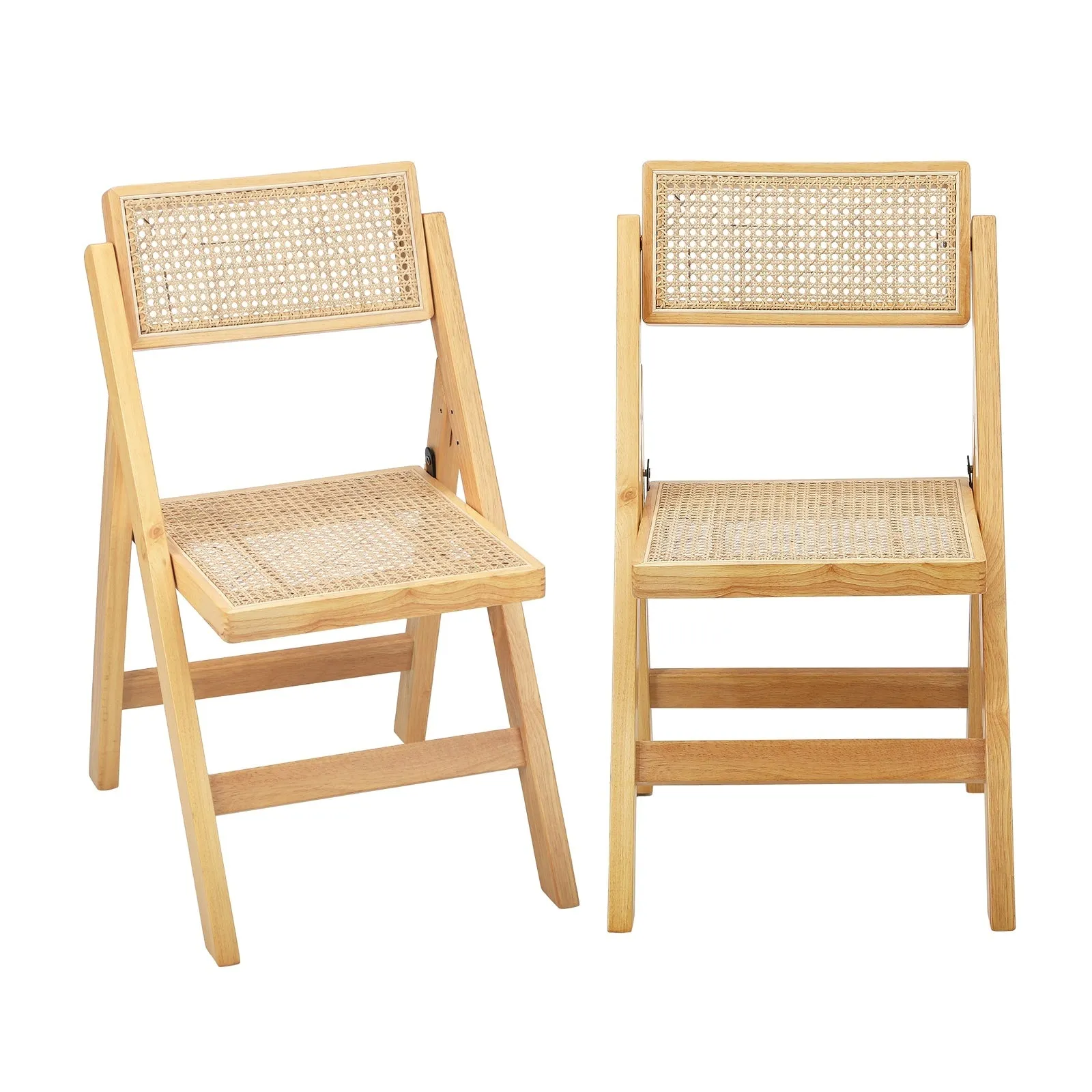 Oikiture Dining Chairs Folding Rattan Chair Wooden Accent Chair Natural