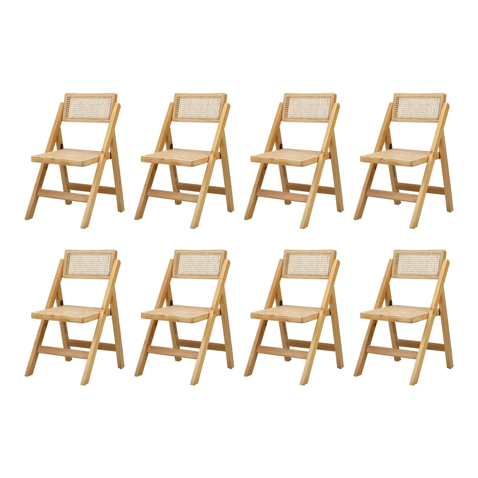 Oikiture Dining Chairs Folding Rattan Chair Wooden Accent Chair Natural