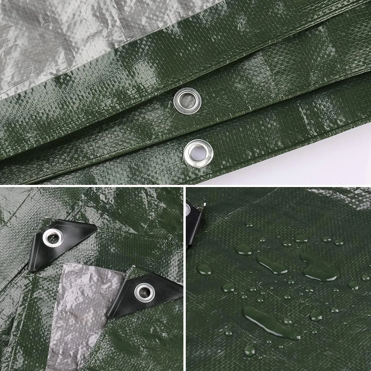 Onarway Poly Tarps Waterproof for Outdoor: Green Tarpaulin 6Mil Thicken 9x9 Ft 2Packs- Anti-UV Waterproof Tarp Cover with Grommets Multipurpose for Boat Pool Roof Camping