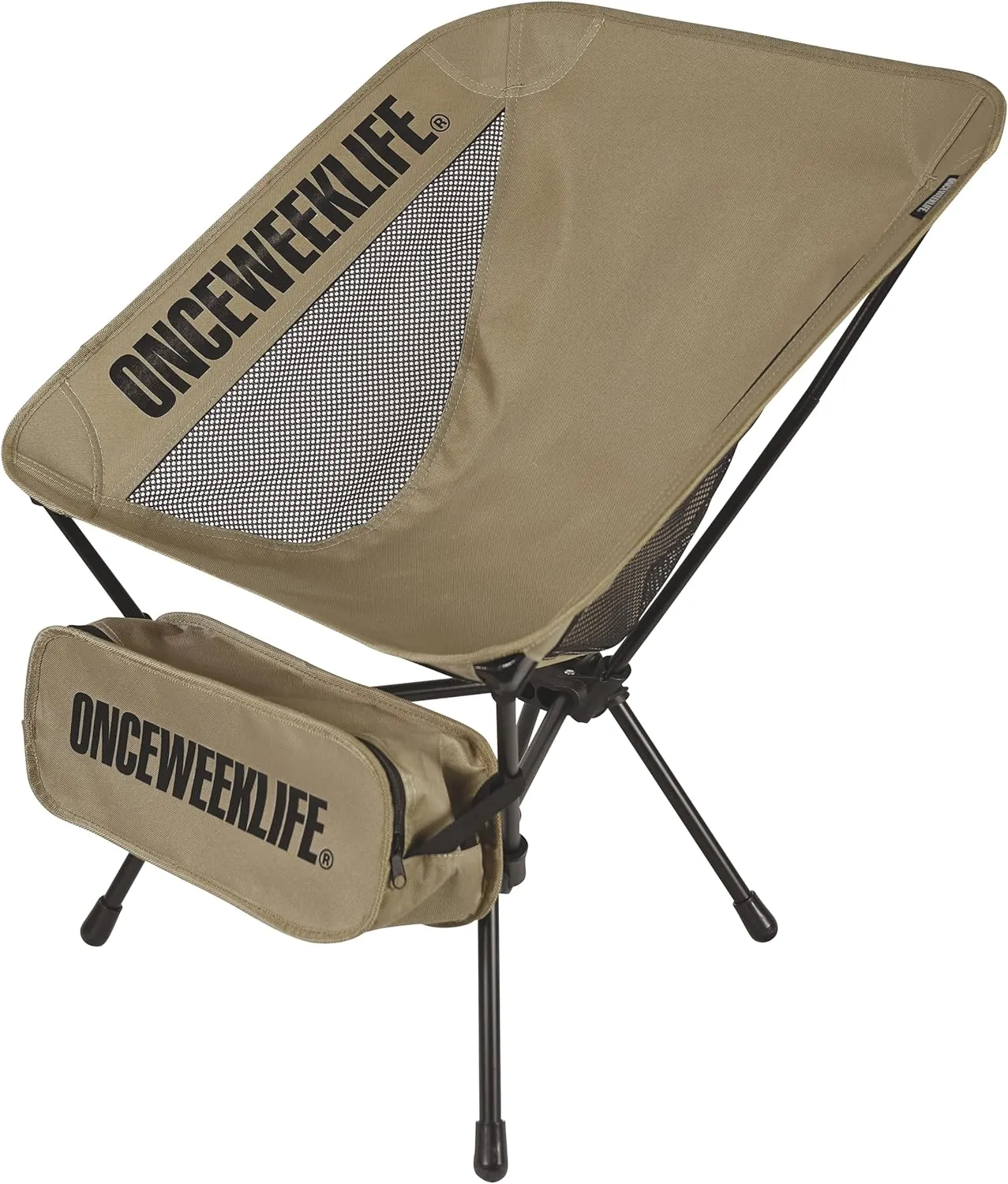 ONCEWEEKLIFE® Compact Camping Chair - Folding Chair, Foldable Lightweight Foldable Outdoor Chairs for Hiking Mountaineering Beach, and Backpacking 330 lbs Capacity (Beige)