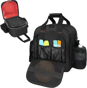 ORKELS Camping Grill Carry Bag for Coleman Fold N Go - with Pockets for 1lb Propane Cylinders & Accessories - Bag Only