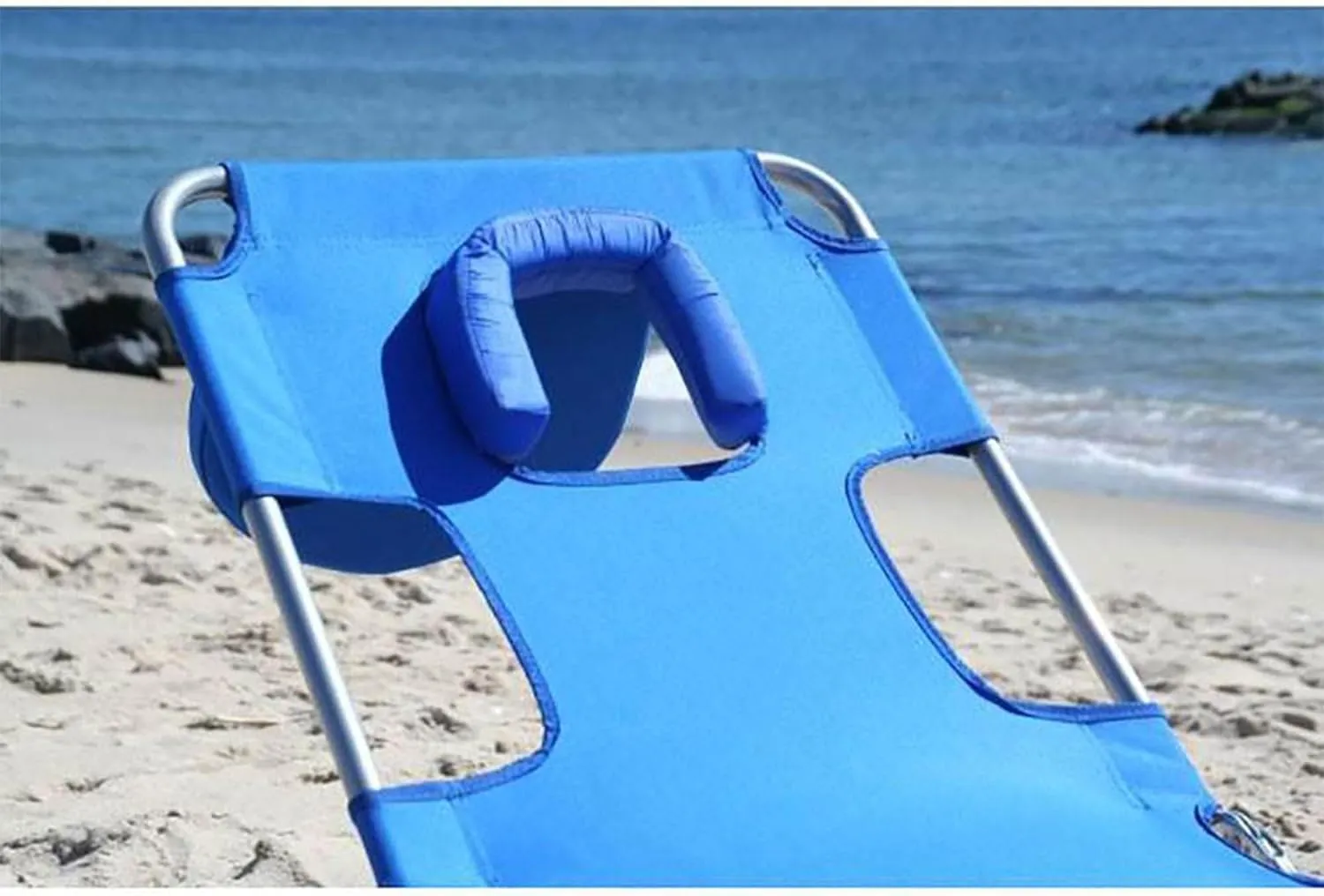 Ostrich Beach Lounge Chair, Folding & Reclining Outdoor Chaise Lounger, Blue - Portable Adjustable Recliner Chair for Lawn, Pool, Patio, Garden, and Yard
