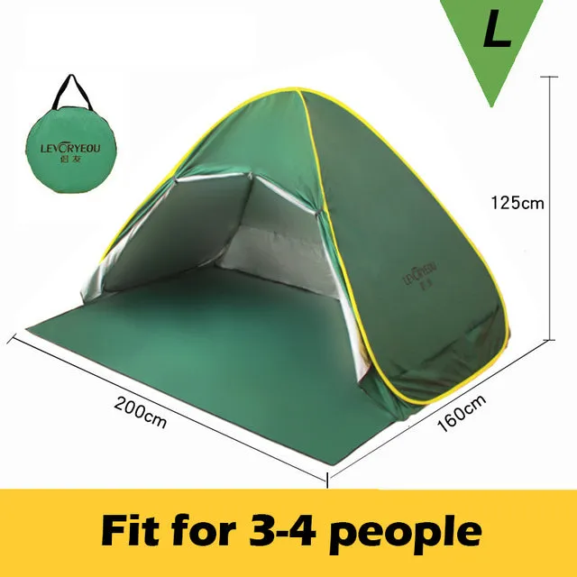 Outdoor Automatic Tent Instant Pop up Camping Tent Portable Travel Beach Tent Anti UV Shelter Fishing Hiking Picnic Silver X88B