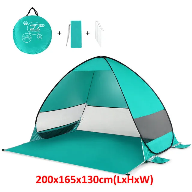 Outdoor Automatic Tent Instant Pop up Camping Tent Portable Travel Beach Tent Anti UV Shelter Fishing Hiking Picnic Silver X88B