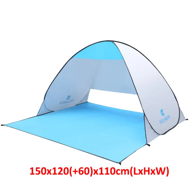 Outdoor Automatic Tent Instant Pop up Camping Tent Portable Travel Beach Tent Anti UV Shelter Fishing Hiking Picnic Silver X88B