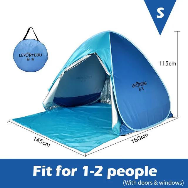 Outdoor Automatic Tent Instant Pop up Camping Tent Portable Travel Beach Tent Anti UV Shelter Fishing Hiking Picnic Silver X88B