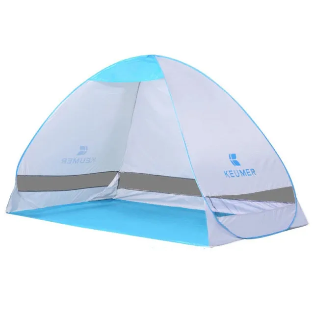 Outdoor Automatic Tent Instant Pop up Camping Tent Portable Travel Beach Tent Anti UV Shelter Fishing Hiking Picnic Silver X88B
